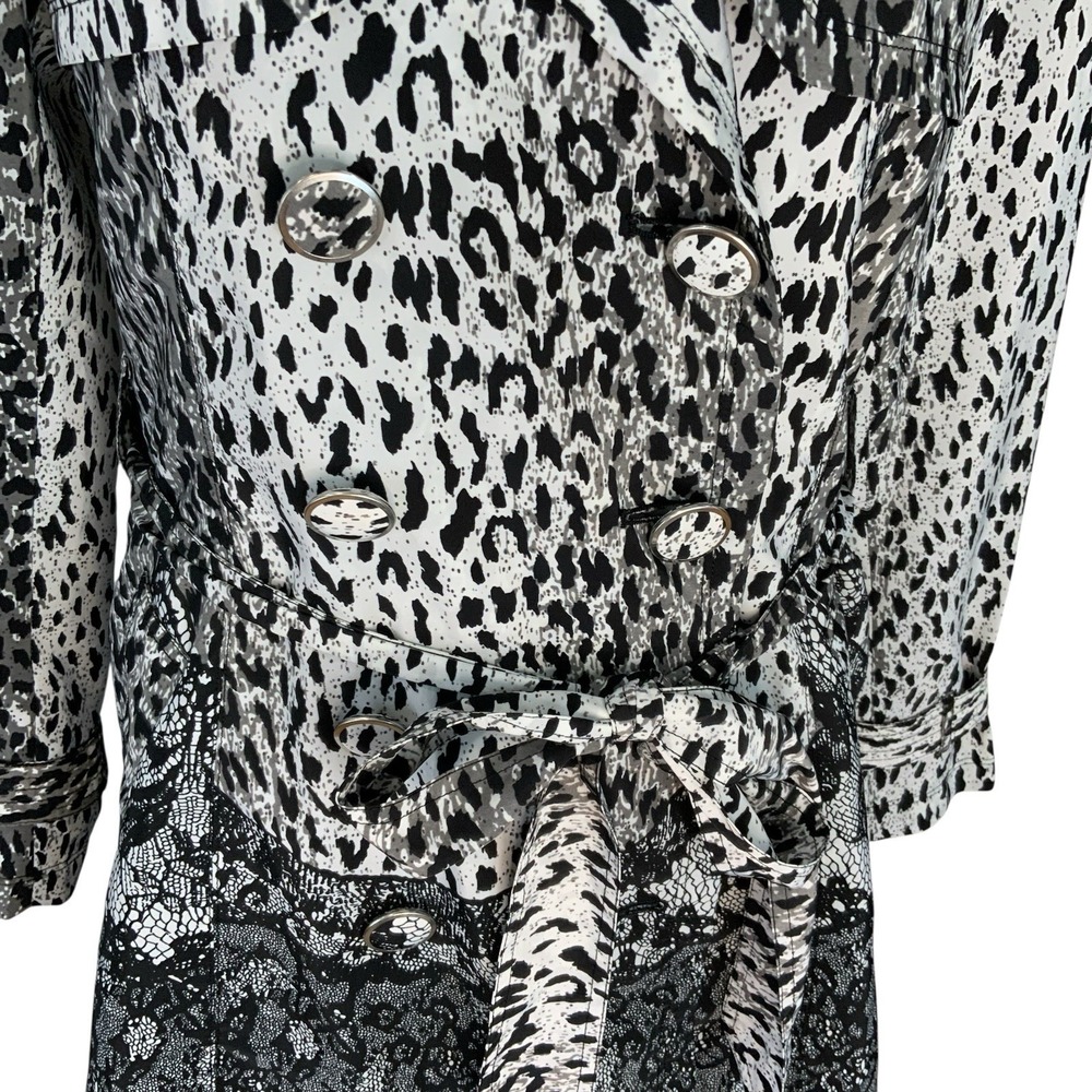 Vertigo Paris Womens Med Leopard Print Belted Button Coat Jacket Art Deco Trendy - Picture 10 of 16